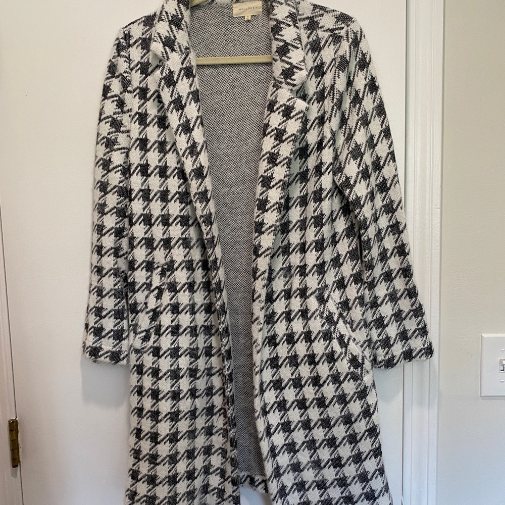 Longline houndstooth sweater